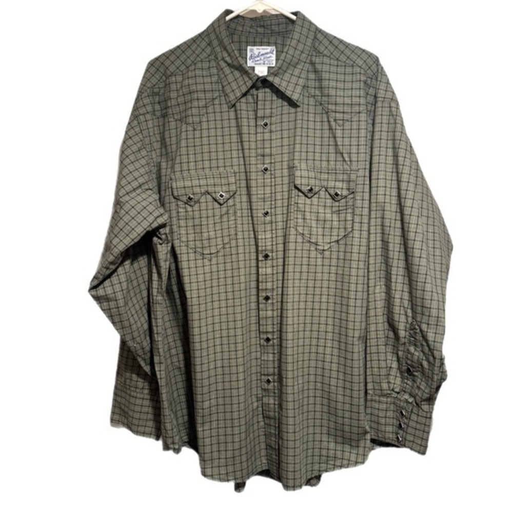 Vintage Rockmount Ranch Wear  Western Black Snap Green and Black Button Up